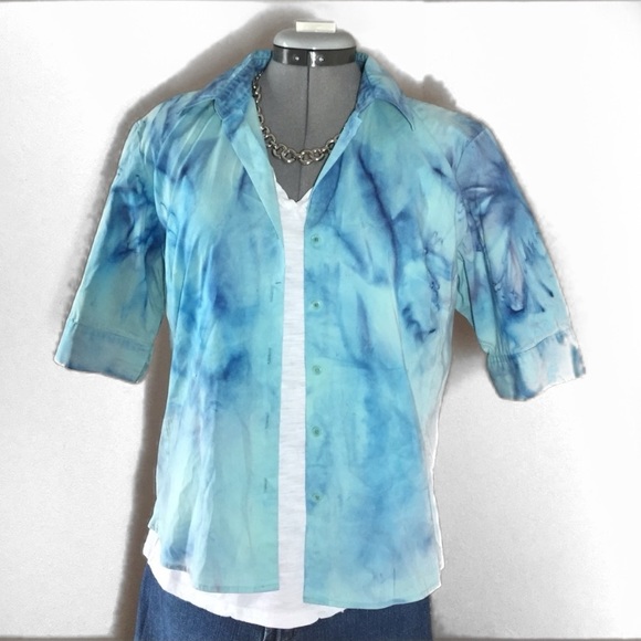handmade Tops - Hand Dyed Top Button Down Shirt Top M